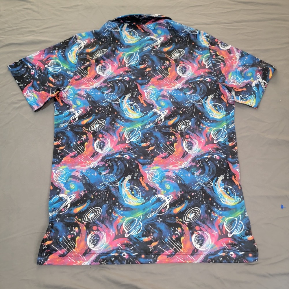 New Chubbies Polo Mens Large Space Planets Galatic All Over Print Short Sleeve - Picture 3 of 6